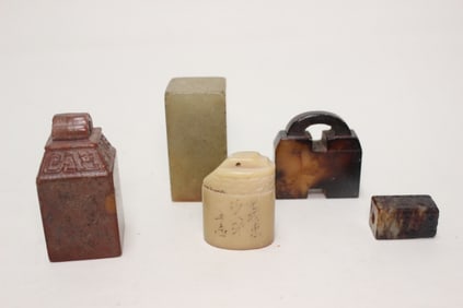 Lots of 5 Chinese Soapstone Carved Seals