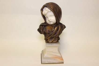 Signed Bronze Buster Boy w Marble Base