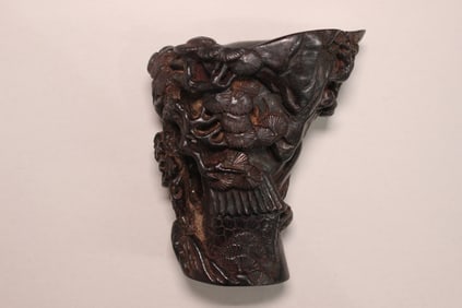 Chinese Hand Carved Wood Vessel