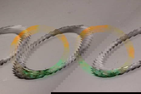 Two Chinese Three Color Bangle: Two Chinese Three Color Bangle . Dimension: 9cm W
