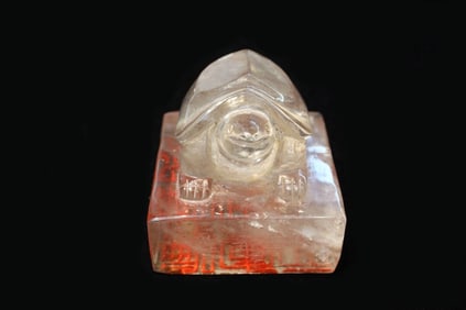 Chinese Carved Crystal Seal w Turtle