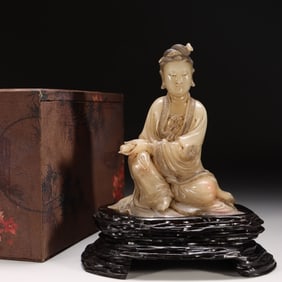 Chinese Soapstone Carved Guanyin Figural