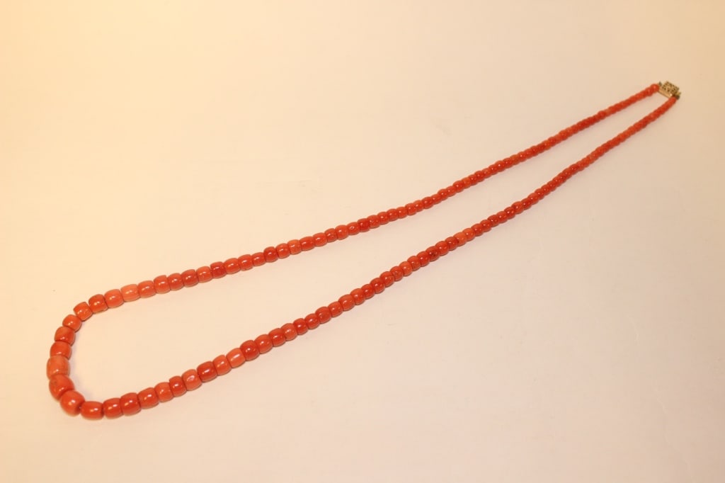 Coral Beads Necklace: Coral Beads Necklace Provenance: From a Long Island, NY Private Collector.