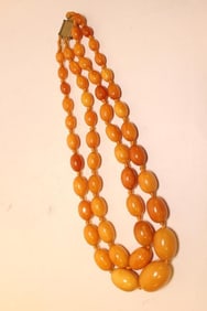 Yellow Amber Beaded Necklace