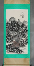 Chinese Ink Color Landscape Scroll Painting