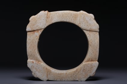 Chinese Archaic Jade Carved Bangle