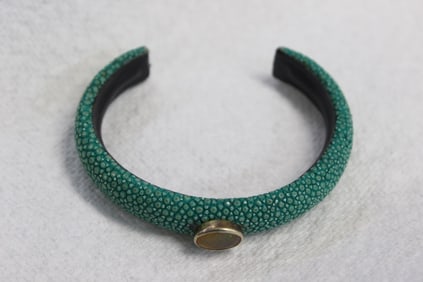 A Green sharkskin Cuff Bangle Bracelet
