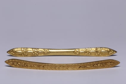 Two Chinese Gilt Silver Hair Pin