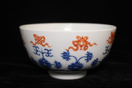 Chinese Blue and White Copper Red Bowl,Mark