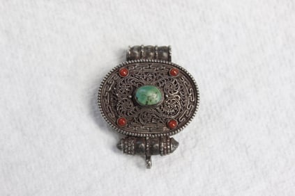 Tibetan Filigree Silver Gawu Box