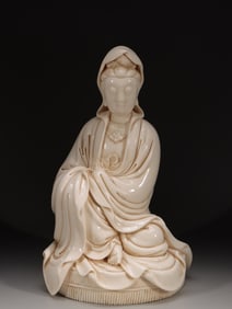 Chinese Blanc De Porcelain Guanyin Statue
