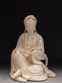 Chinese Blanc De Porcelain Guanyin Statue
