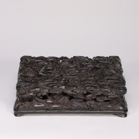Chinese Zitan Wood Carved Rectangle Stand