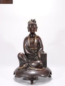 Chinese Gilt Bronze Guanyin Statue