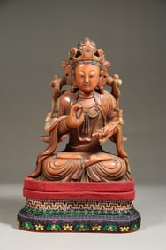 Chinese Soapstone Carved Seat Buddha