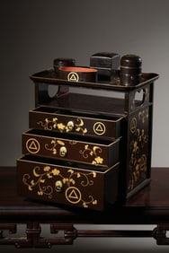 Chinese Lacquer Wood Lunch Box