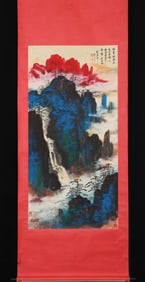 Chinese Ink Color Landscape Scroll Painting