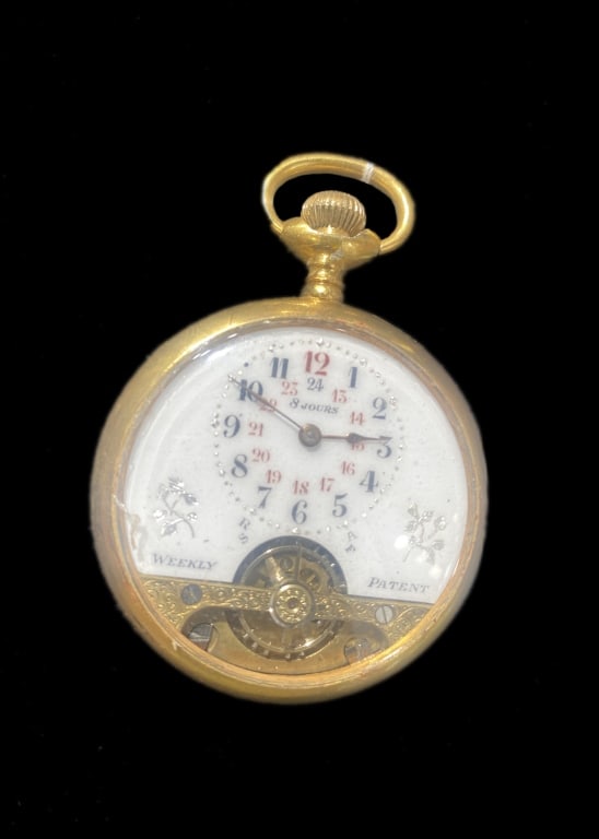 Antique 8 Jours 8 Days Gold Filled Pocket Watch Sw