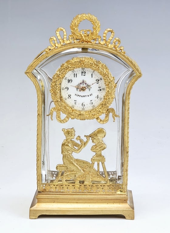 Antique French Bronze Crystal Tiffany Clock (1 of 8)