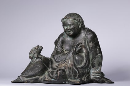 Chinese Bronze Liuhai Figurine,Late Qing