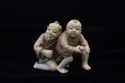 Japanese Bone Carved Erotic Subject Figurals