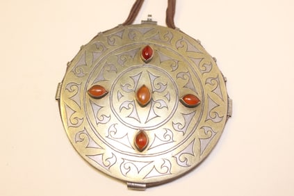 Antique Turkmen Silver and Gold Gilt Ornament