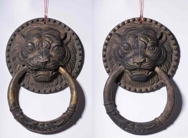Republican Chinese Bronze Door Knob,Pair