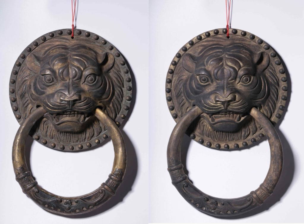 Republican Chinese Bronze Door Knob,Pair