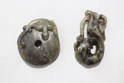 Two Chinese Jade Carved Toggles