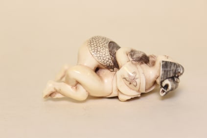 Japanese Hand Carved Erotic Subject Figurine