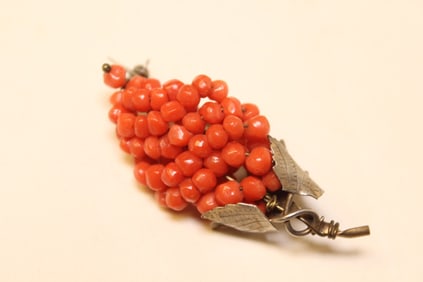 Coral and Gold Brooch