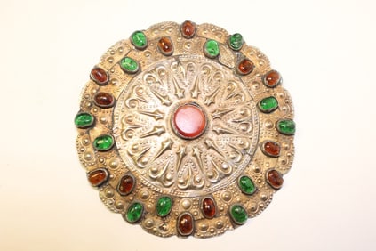 Antique Turkmen Silver and Gold Gilt Ornament
