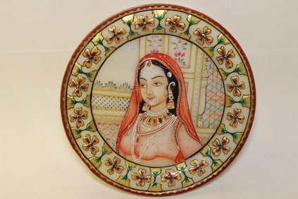 Hand Paint Indian Plate on Onyx