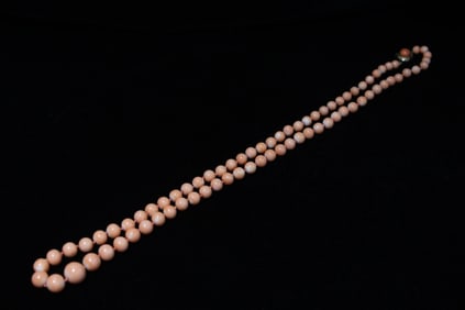 Coral Beads Necklace w 14K Gold Clasp