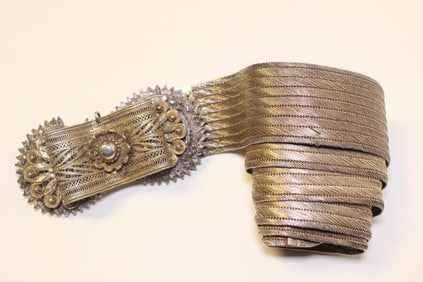 19th.C Turkoman Silver Filigree Belt