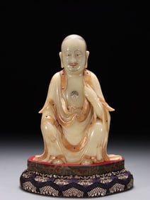 Chinese Soapstone Carved Luohan Figurine