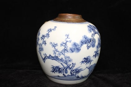 Kangxi Chinese Blue and White Porcelain Jar