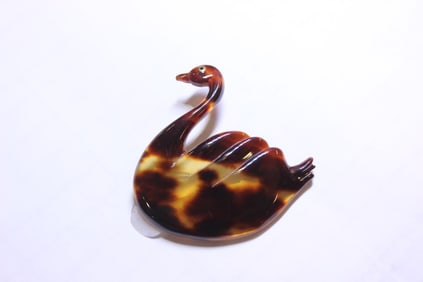 Turtle Shell Swan Brooch