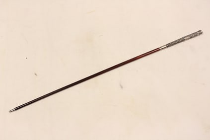 Antique Chinese Walking Cane w Nice Silver Handle
