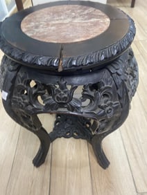 Chinese Wood Stand With Marble