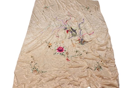 Large Chinese Silk Embroidery Table Cloth