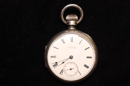 Antique Walthan Open Face Silver Pocket Watch