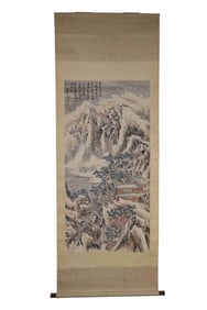 Chinese Ink Color Landscape Scroll Painting