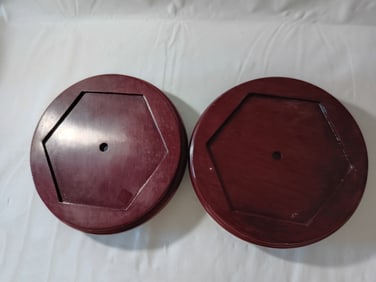 A Pair Chinese Round Wooden Stands
