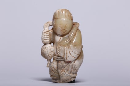 Chinese Archaic Jade Carved Boy Toggle