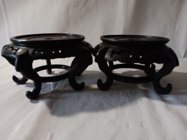 A Pair Chinese circular Carved Wooden Stand
