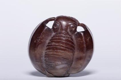 Chinese Jade Carved Bat and Coin Toggle