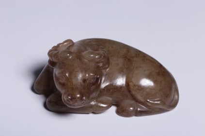 Chinese Hetian Jade Carved Buffalo