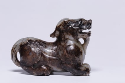 Chinese Hetian Pebble Jade Carved Beast
