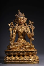 Chinese Gilt Bronze Buddha Statue,Mark
